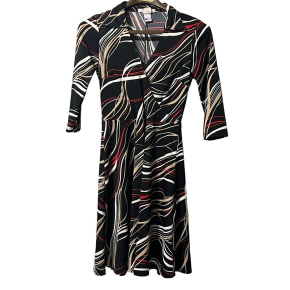 La Belle Dress‎ Womens Size Medium Midi Geometric Print Made In USA Vintage - Picture 1 of 15